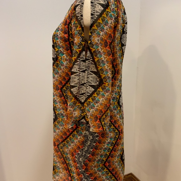 Multi Color Aztec Print Shift Dress - Picture 3 of 5